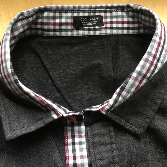 NWT Men’s XXL button up w/checkered trim - Picture 3 of 3
